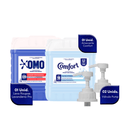 Kit Lava Roupas Líquido Lavanderia Pro 7L Omo + Amaciante 7L Comfort + 02 Válvulas Pump para Galão 5L/7L + BRINDE Lançamento Bola Magica Magic Ball para Retirar Fiapos e Pelos